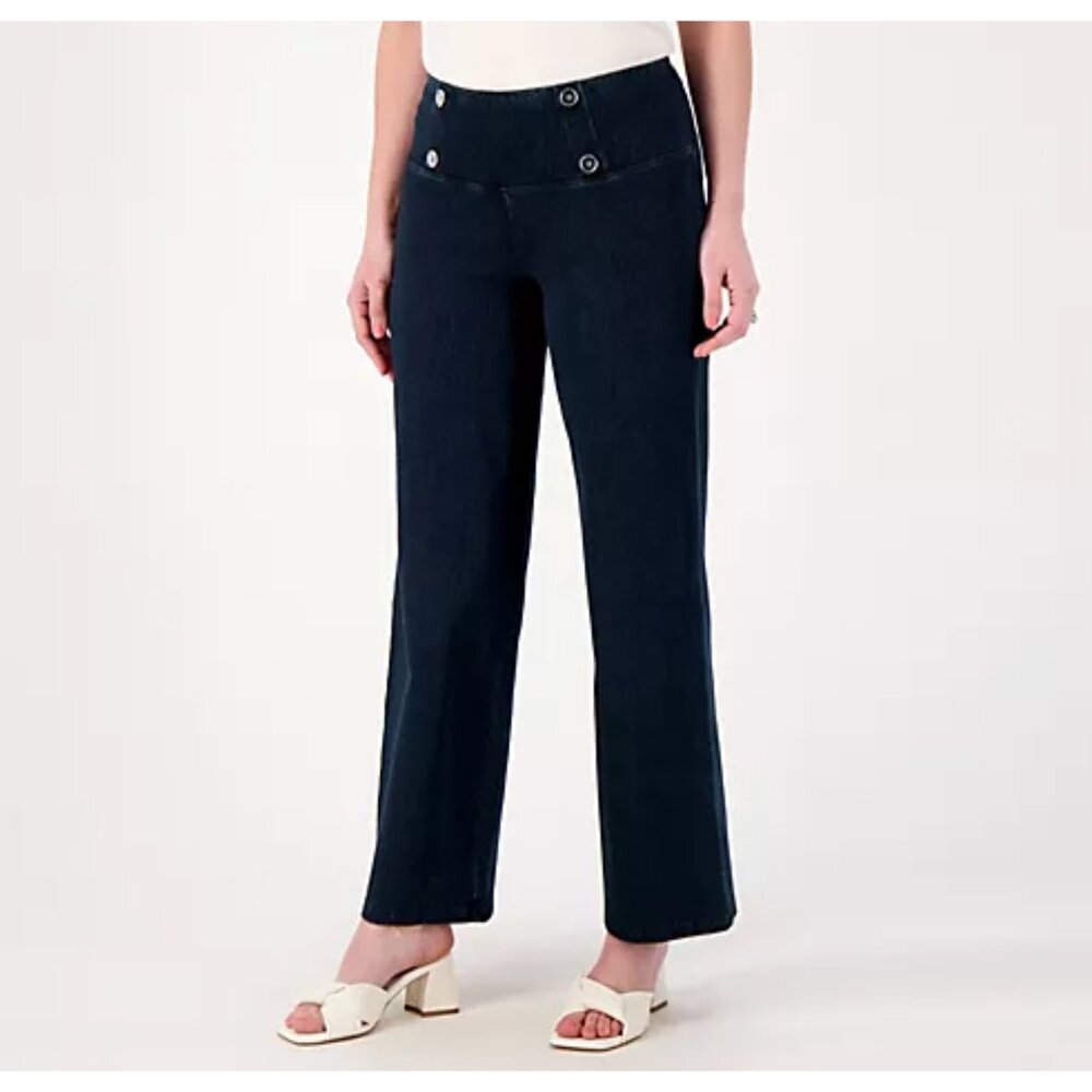Women with Control Indigo Regular Prime Stretch Tummy Control Sailor Jeans Large - Picture 1 of 7